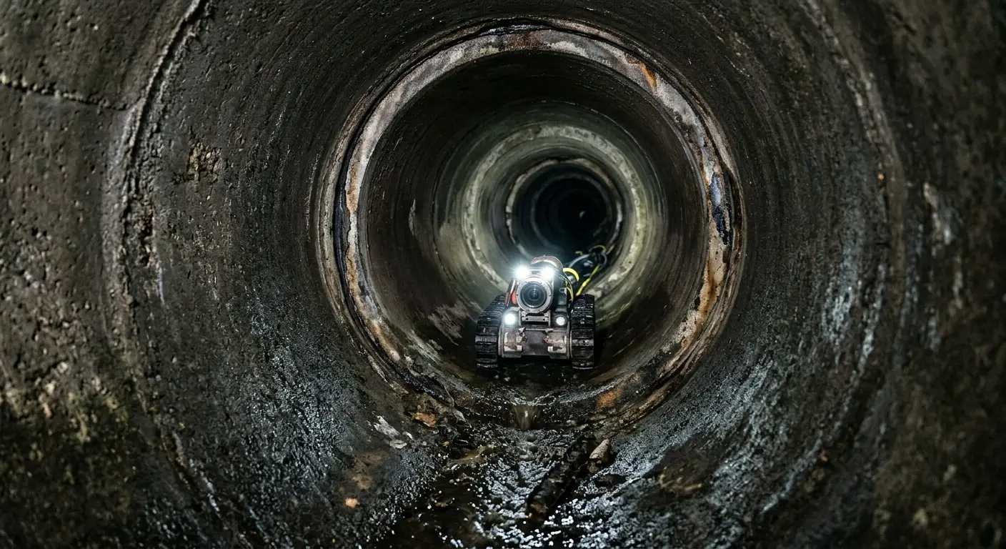 Robotic sewer camera inspecting pipe interior for Sewer Line Repair in Ashton-Sandy Spring